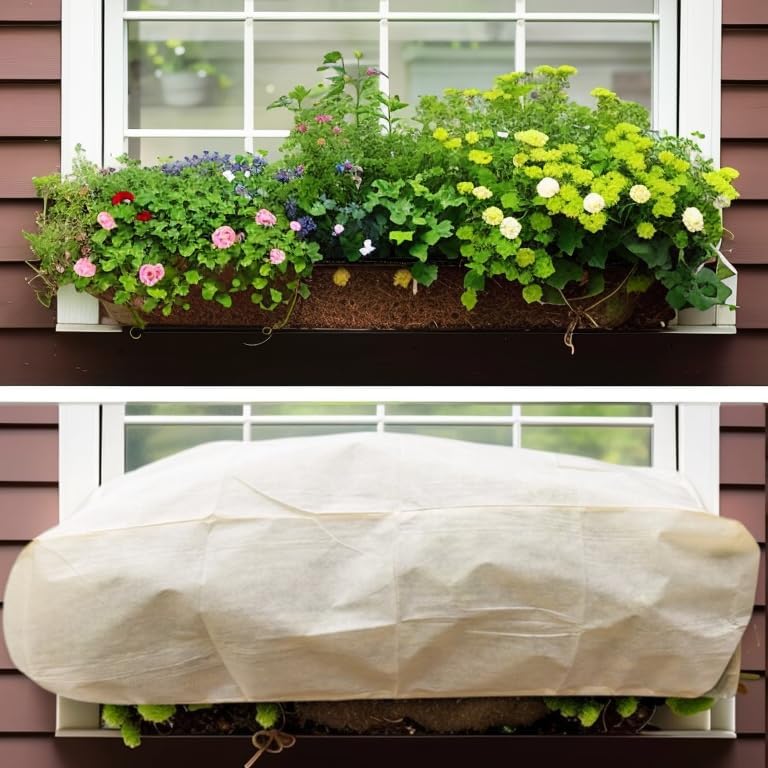 DINGBAI Plant Cover Freeze Protection, Winter Plant Covers, Plant Frost Cover, Tree Plant Freeze Protection Covers, Planter Plant Winter Frost Blanket with Zip Drawstring,4 Pack (59x17.7x15.7INCH) - Image 5